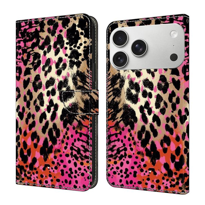 Funda para teléfono de cuero vegano pintado con efecto cristal, For iPhone 17e / 16e, For iPhone 17 Pro Max, For iPhone 17 Pro, For iPhone 17