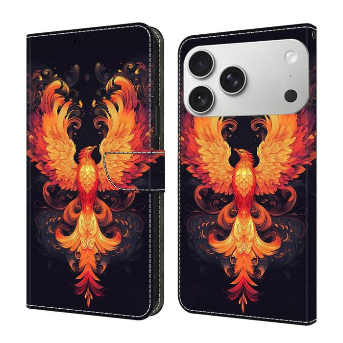 Funda para teléfono de cuero vegano pintado con efecto cristal, For iPhone 17e / 16e, For iPhone 17 Pro Max, For iPhone 17 Pro, For iPhone 17