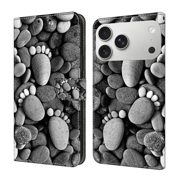 Funda para teléfono de cuero vegano pintado con efecto cristal, For iPhone 17e / 16e, For iPhone 17 Pro Max, For iPhone 17 Pro, For iPhone 17