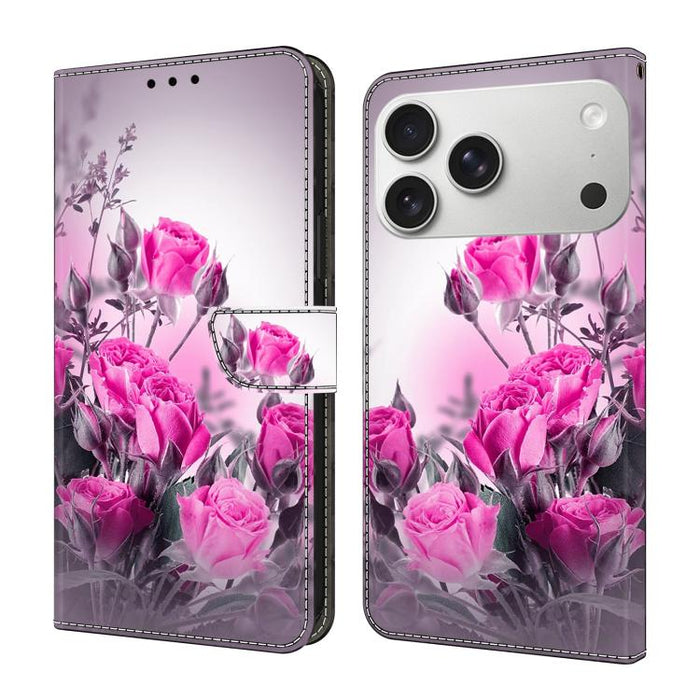 Funda para teléfono de cuero vegano pintado con efecto cristal, For iPhone 17e / 16e, For iPhone 17 Pro Max, For iPhone 17 Pro, For iPhone 17
