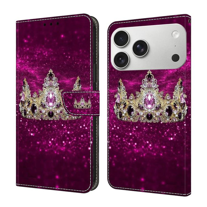 Funda para teléfono de cuero vegano pintado con efecto cristal, For iPhone 17e / 16e, For iPhone 17 Pro Max, For iPhone 17 Pro, For iPhone 17