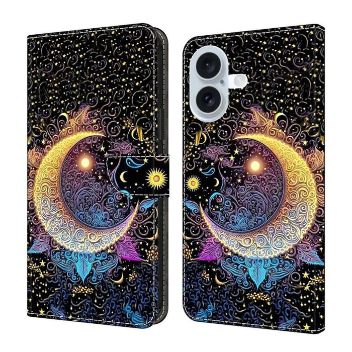 Funda para teléfono de cuero vegano pintado con efecto cristal, For iPhone 17e / 16e, For iPhone 17 Pro Max, For iPhone 17 Pro, For iPhone 17