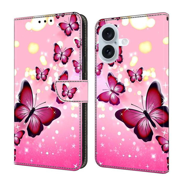 Funda para teléfono de cuero vegano pintado con efecto cristal, For iPhone 17e / 16e, For iPhone 17 Pro Max, For iPhone 17 Pro, For iPhone 17
