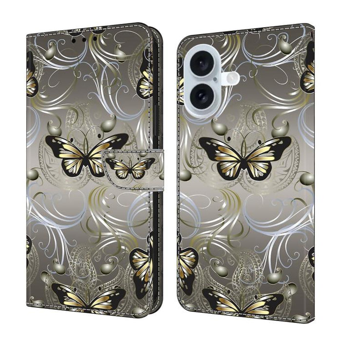 Funda para teléfono de cuero vegano pintado con efecto cristal, For iPhone 17e / 16e, For iPhone 17 Pro Max, For iPhone 17 Pro, For iPhone 17