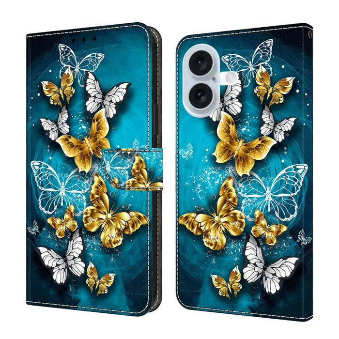 Funda para teléfono de cuero vegano pintado con efecto cristal, For iPhone 17e / 16e, For iPhone 17 Pro Max, For iPhone 17 Pro, For iPhone 17