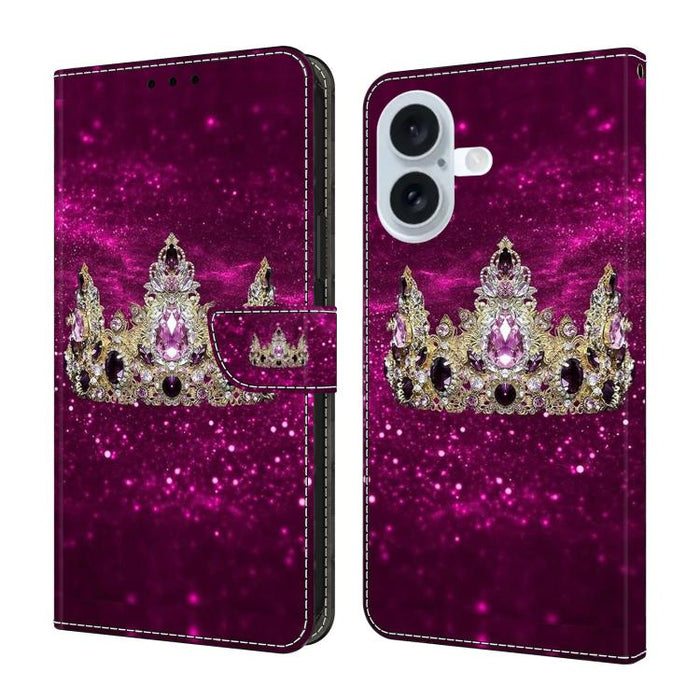 Funda para teléfono de cuero vegano pintado con efecto cristal, For iPhone 17e / 16e, For iPhone 17 Pro Max, For iPhone 17 Pro, For iPhone 17
