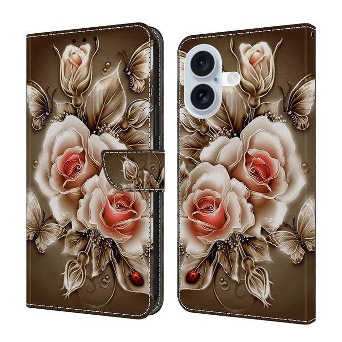 Funda para teléfono de cuero vegano pintado con efecto cristal, For iPhone 17e / 16e, For iPhone 17 Pro Max, For iPhone 17 Pro, For iPhone 17