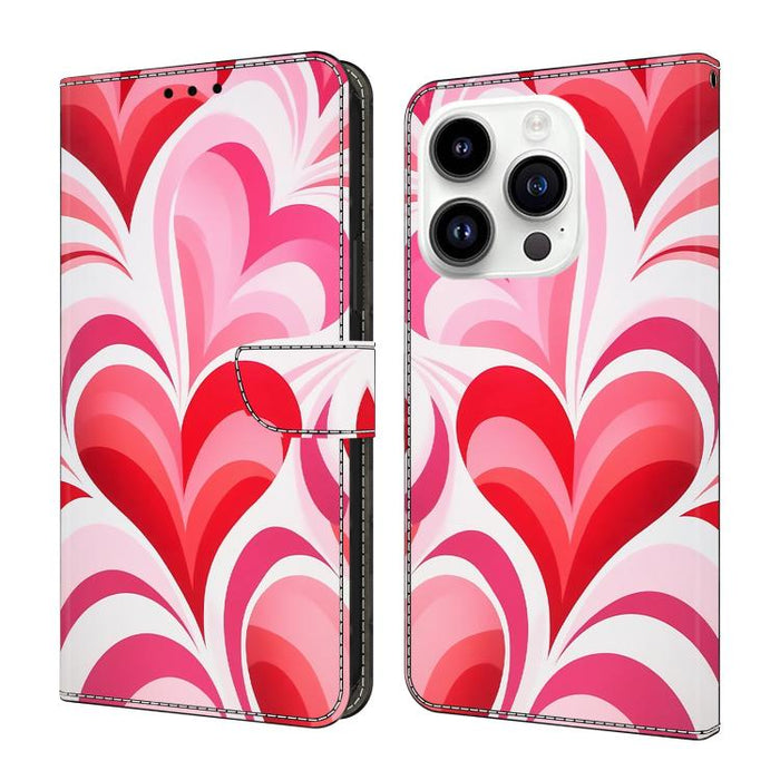 Funda para teléfono de cuero vegano pintado con efecto cristal, For iPhone 15 Pro Max, For iPhone 15 Pro, For iPhone 14 / 13, For iPhone 14 Pro