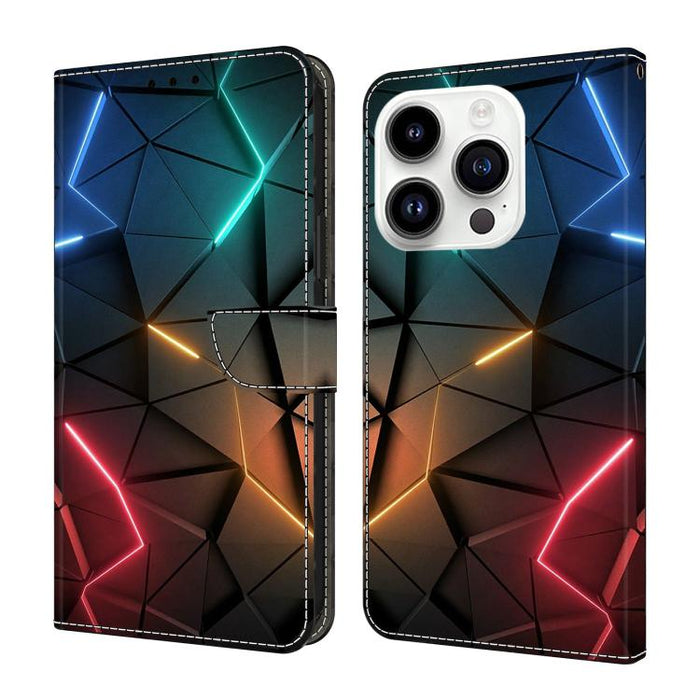 Funda para teléfono de cuero vegano pintado con efecto cristal, For iPhone 15 Pro Max, For iPhone 15 Pro, For iPhone 14 / 13, For iPhone 14 Pro