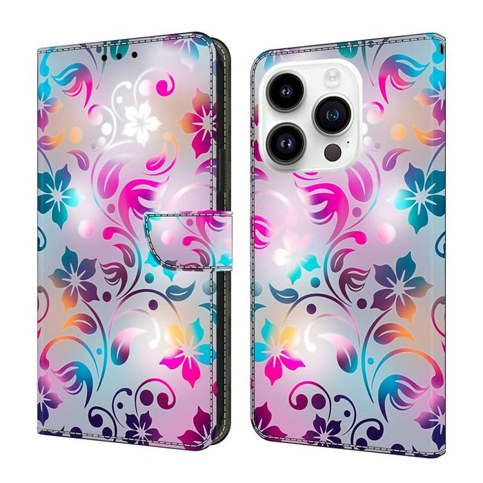 Funda para teléfono de cuero vegano pintado con efecto cristal, For iPhone 15 Pro Max, For iPhone 15 Pro, For iPhone 14 / 13, For iPhone 14 Pro