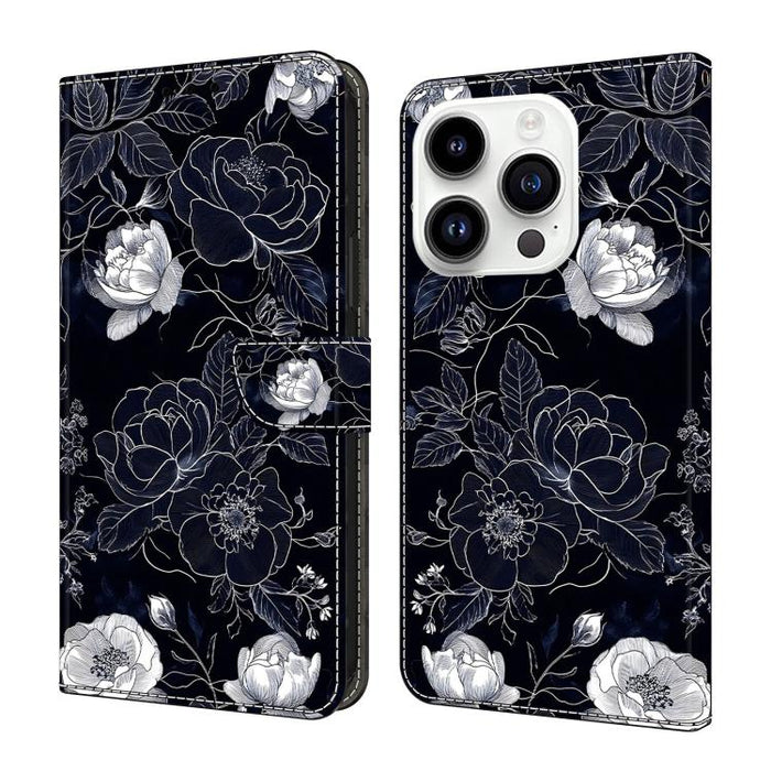 Funda para teléfono de cuero vegano pintado con efecto cristal, For iPhone 15 Pro Max, For iPhone 15 Pro, For iPhone 14 / 13, For iPhone 14 Pro