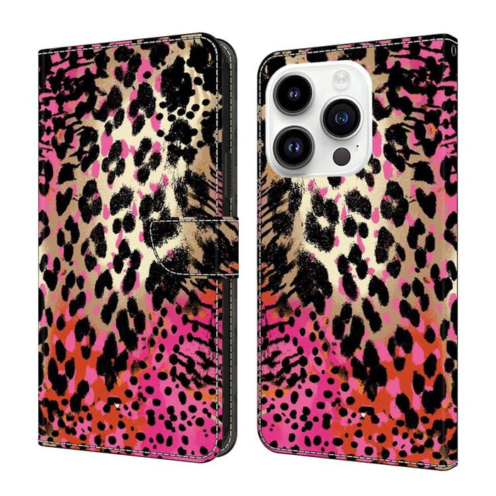 Funda para teléfono de cuero vegano pintado con efecto cristal, For iPhone 15 Pro Max, For iPhone 15 Pro, For iPhone 14 / 13, For iPhone 14 Pro