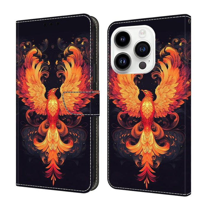 Funda para teléfono de cuero vegano pintado con efecto cristal, For iPhone 15 Pro Max, For iPhone 15 Pro, For iPhone 14 / 13, For iPhone 14 Pro