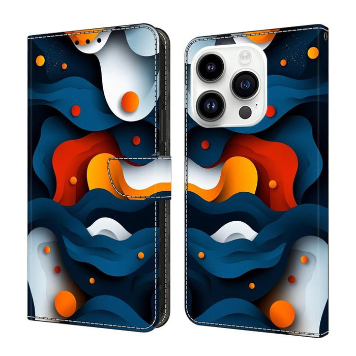 Funda para teléfono de cuero vegano pintado con efecto cristal, For iPhone 15 Pro Max, For iPhone 15 Pro, For iPhone 14 / 13, For iPhone 14 Pro