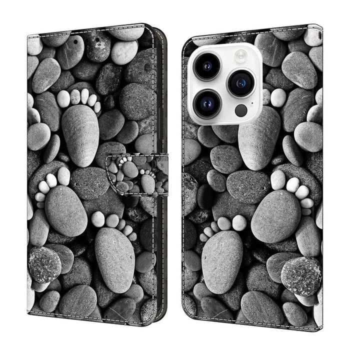 Funda para teléfono de cuero vegano pintado con efecto cristal, For iPhone 15 Pro Max, For iPhone 15 Pro, For iPhone 14 / 13, For iPhone 14 Pro