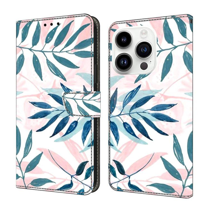 Funda para teléfono de cuero vegano pintado con efecto cristal, For iPhone 15 Pro Max, For iPhone 15 Pro, For iPhone 14 / 13, For iPhone 14 Pro