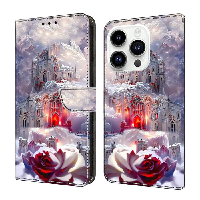 Funda para teléfono de cuero vegano pintado con efecto cristal, For iPhone 15 Pro Max, For iPhone 15 Pro, For iPhone 14 / 13, For iPhone 14 Pro