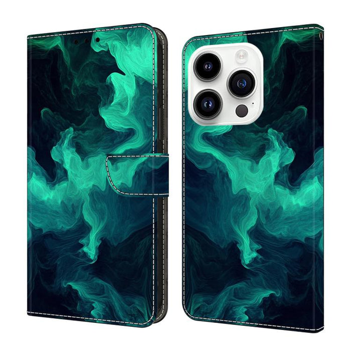 Funda para teléfono de cuero vegano pintado con efecto cristal, For iPhone 15 Pro Max, For iPhone 15 Pro, For iPhone 14 / 13, For iPhone 14 Pro