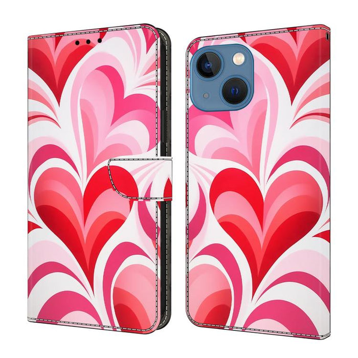 Funda para teléfono de cuero vegano pintado con efecto cristal, For iPhone 15 Pro Max, For iPhone 15 Pro, For iPhone 14 / 13, For iPhone 14 Pro
