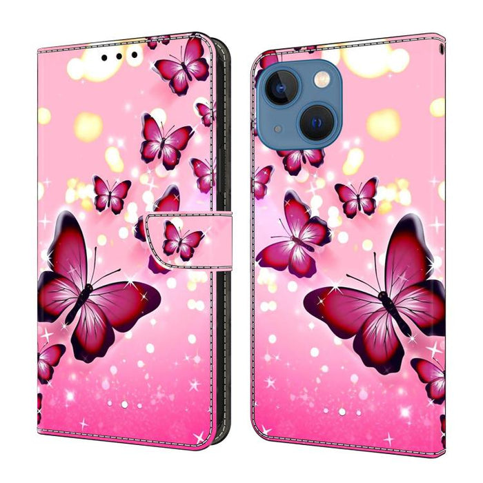 Funda para teléfono de cuero vegano pintado con efecto cristal, For iPhone 15 Pro Max, For iPhone 15 Pro, For iPhone 14 / 13, For iPhone 14 Pro