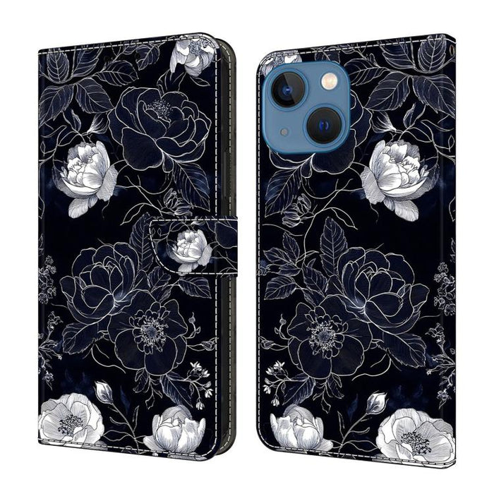 Funda para teléfono de cuero vegano pintado con efecto cristal, For iPhone 15 Pro Max, For iPhone 15 Pro, For iPhone 14 / 13, For iPhone 14 Pro