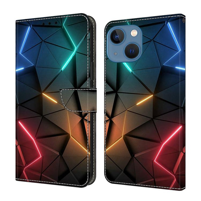 Funda para teléfono de cuero vegano pintado con efecto cristal, For iPhone 15 Pro Max, For iPhone 15 Pro, For iPhone 14 / 13, For iPhone 14 Pro