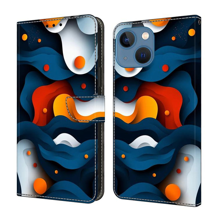 Funda para teléfono de cuero vegano pintado con efecto cristal, For iPhone 15 Pro Max, For iPhone 15 Pro, For iPhone 14 / 13, For iPhone 14 Pro