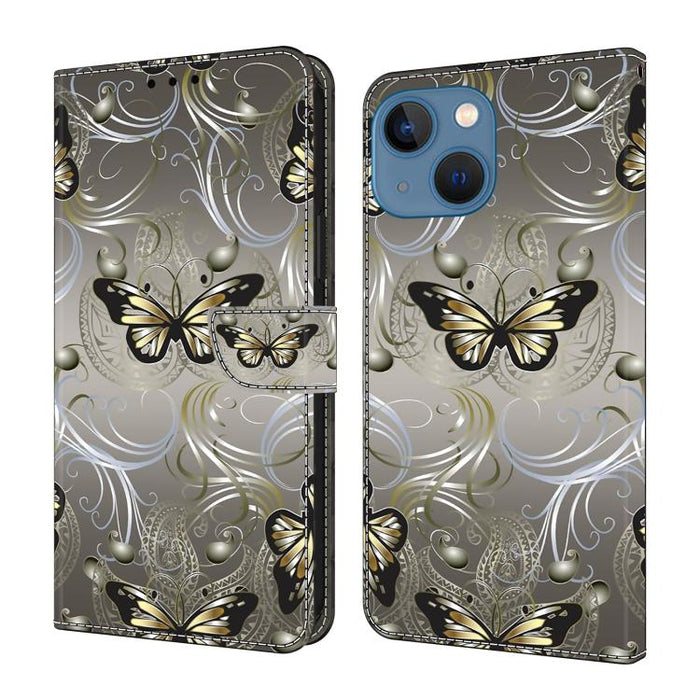 Funda para teléfono de cuero vegano pintado con efecto cristal, For iPhone 15 Pro Max, For iPhone 15 Pro, For iPhone 14 / 13, For iPhone 14 Pro