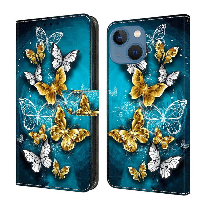 Funda para teléfono de cuero vegano pintado con efecto cristal, For iPhone 15 Pro Max, For iPhone 15 Pro, For iPhone 14 / 13, For iPhone 14 Pro