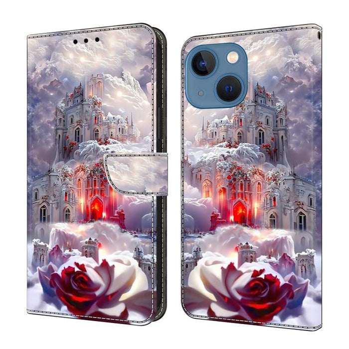 Funda para teléfono de cuero vegano pintado con efecto cristal, For iPhone 15 Pro Max, For iPhone 15 Pro, For iPhone 14 / 13, For iPhone 14 Pro