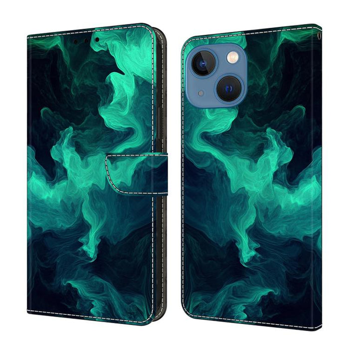 Funda para teléfono de cuero vegano pintado con efecto cristal, For iPhone 15 Pro Max, For iPhone 15 Pro, For iPhone 14 / 13, For iPhone 14 Pro