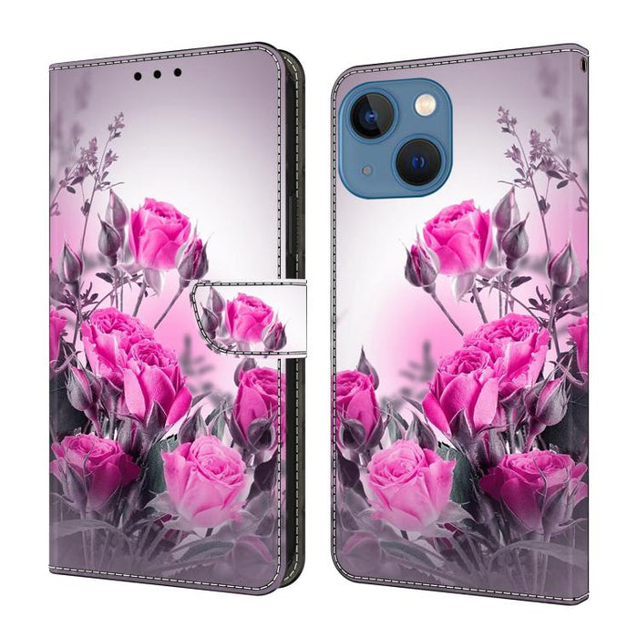Funda para teléfono de cuero vegano pintado con efecto cristal, For iPhone 15 Pro Max, For iPhone 15 Pro, For iPhone 14 / 13, For iPhone 14 Pro