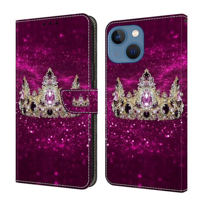 Funda para teléfono de cuero vegano pintado con efecto cristal, For iPhone 15 Pro Max, For iPhone 15 Pro, For iPhone 14 / 13, For iPhone 14 Pro