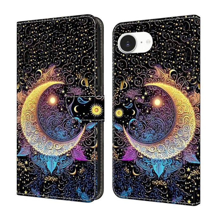 Funda para teléfono de cuero vegano pintado con efecto cristal, For iPhone 17e / 16e, For iPhone 17 Pro Max, For iPhone 17 Pro, For iPhone 17