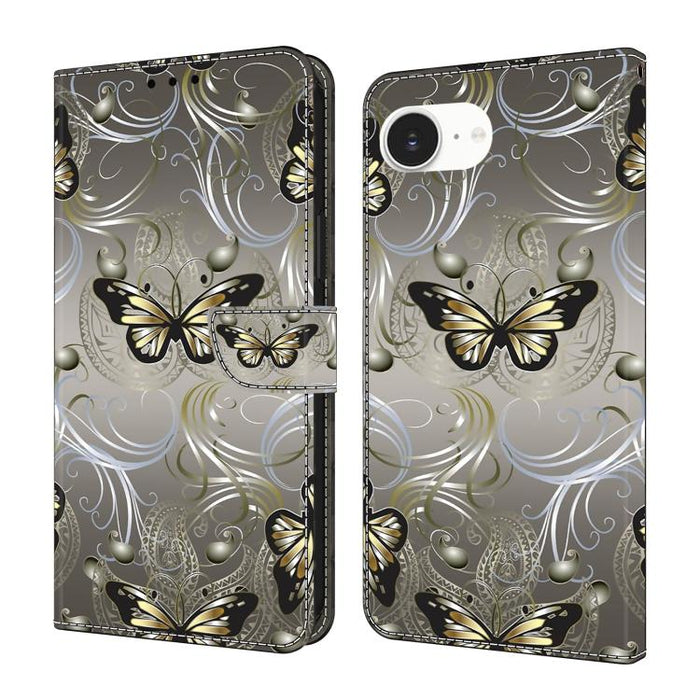 Funda para teléfono de cuero vegano pintado con efecto cristal, For iPhone 17e / 16e, For iPhone 17 Pro Max, For iPhone 17 Pro, For iPhone 17