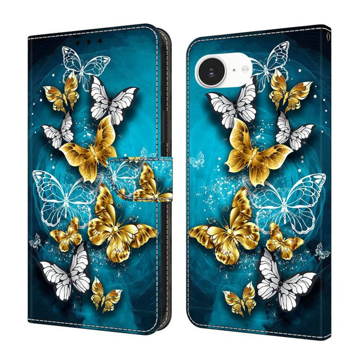 Funda para teléfono de cuero vegano pintado con efecto cristal, For iPhone 17e / 16e, For iPhone 17 Pro Max, For iPhone 17 Pro, For iPhone 17