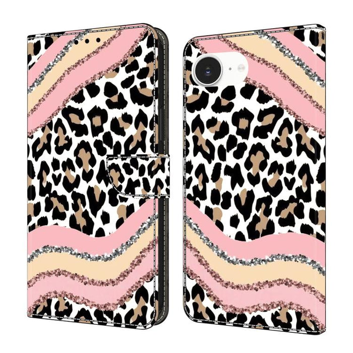 Funda para teléfono de cuero vegano pintado con efecto cristal, For iPhone 17e / 16e, For iPhone 17 Pro Max, For iPhone 17 Pro, For iPhone 17