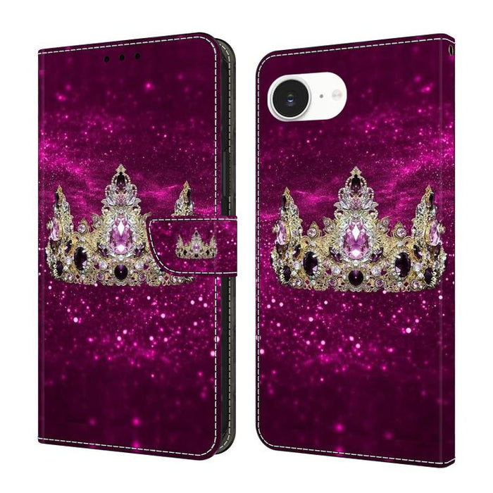 Funda para teléfono de cuero vegano pintado con efecto cristal, For iPhone 17e / 16e, For iPhone 17 Pro Max, For iPhone 17 Pro, For iPhone 17