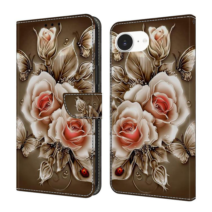 Funda para teléfono de cuero vegano pintado con efecto cristal, For iPhone 17e / 16e, For iPhone 17 Pro Max, For iPhone 17 Pro, For iPhone 17