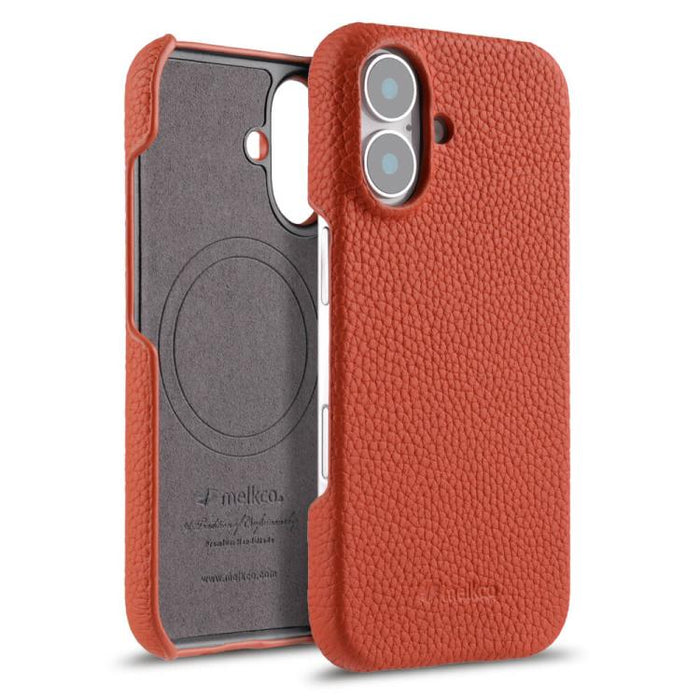 Funda para teléfono de cuero genuino con textura de lichi magnética de media cobertura de melkco, For iPhone 17e / 16e, For iPhone 17 Pro Max, For iPhone 17 Pro, For iPhone 17, For iPhone Air, For iPhone 16 Pro Max, For iPhone 16 Pro, For iPhone 16    ...