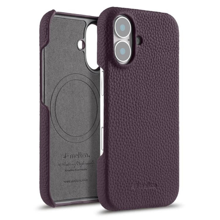 Funda para teléfono de cuero genuino con textura de lichi magnética de media cobertura de melkco, For iPhone 17e / 16e, For iPhone 17 Pro Max, For iPhone 17 Pro, For iPhone 17, For iPhone Air, For iPhone 16 Pro Max, For iPhone 16 Pro, For iPhone 16    ...