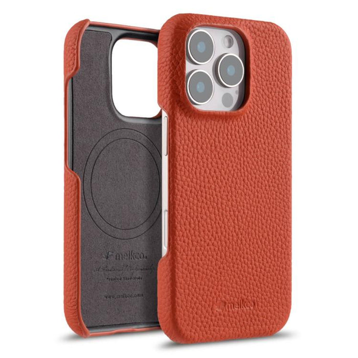 Funda para teléfono de cuero genuino con textura de lichi magnética de media cobertura de melkco, For iPhone 17e / 16e, For iPhone 17 Pro Max, For iPhone 17 Pro, For iPhone 17, For iPhone Air, For iPhone 16 Pro Max, For iPhone 16 Pro, For iPhone 16    ...