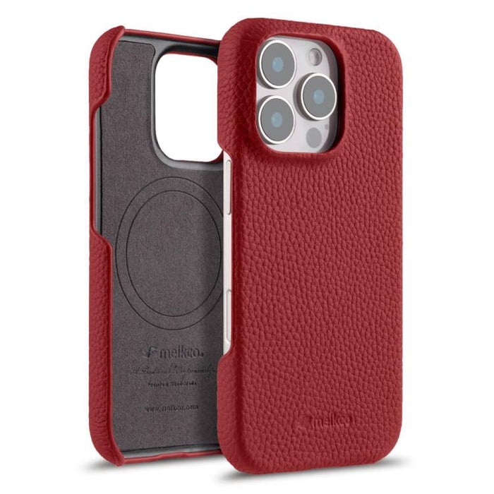Funda para teléfono de cuero genuino con textura de lichi magnética de media cobertura de melkco, For iPhone 17e / 16e, For iPhone 17 Pro Max, For iPhone 17 Pro, For iPhone 17, For iPhone Air, For iPhone 16 Pro Max, For iPhone 16 Pro, For iPhone 16    ...