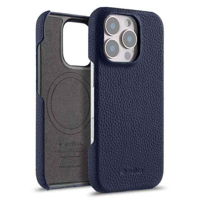 Funda para teléfono de cuero genuino con textura de lichi magnética de media cobertura de melkco, For iPhone 17e / 16e, For iPhone 17 Pro Max, For iPhone 17 Pro, For iPhone 17, For iPhone Air, For iPhone 16 Pro Max, For iPhone 16 Pro, For iPhone 16    ...