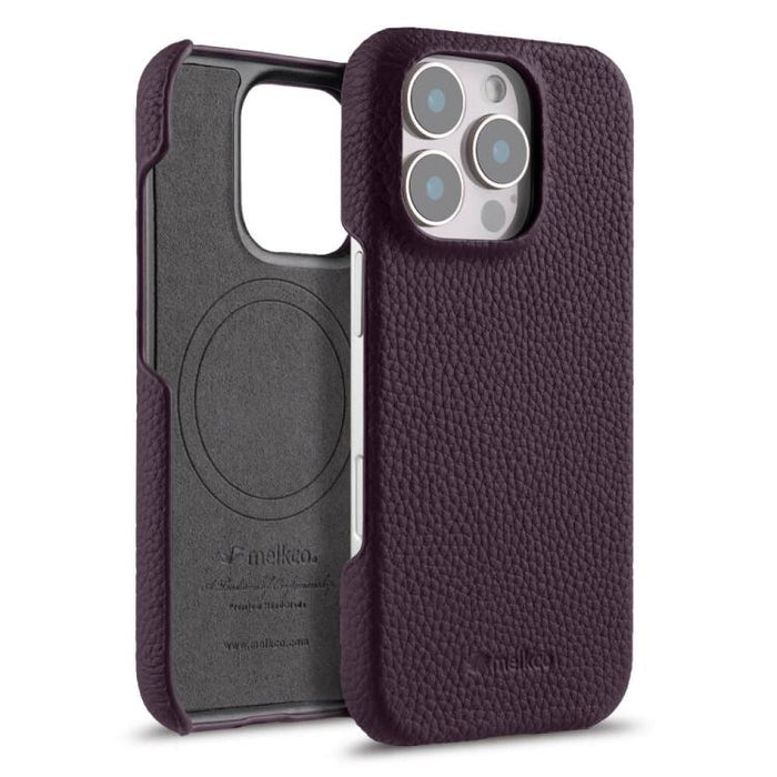 Funda para teléfono de cuero genuino con textura de lichi magnética de media cobertura de melkco, For iPhone 17e / 16e, For iPhone 17 Pro Max, For iPhone 17 Pro, For iPhone 17, For iPhone Air, For iPhone 16 Pro Max, For iPhone 16 Pro, For iPhone 16    ...