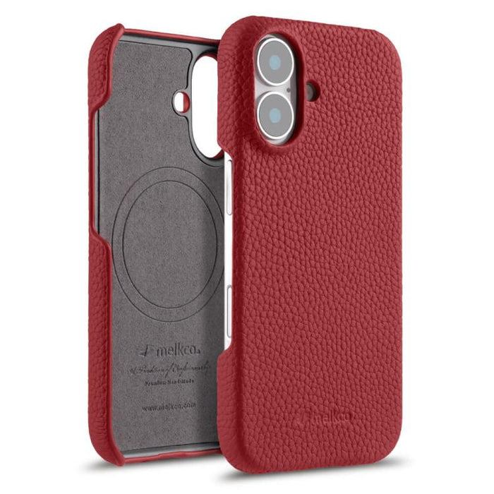 Funda para teléfono de cuero genuino con textura de lichi magnética de media cobertura de melkco, For iPhone 17e / 16e, For iPhone 17 Pro Max, For iPhone 17 Pro, For iPhone 17, For iPhone Air, For iPhone 16 Pro Max, For iPhone 16 Pro, For iPhone 16    ...
