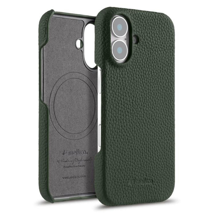 Funda para teléfono de cuero genuino con textura de lichi magnética de media cobertura de melkco, For iPhone 17e / 16e, For iPhone 17 Pro Max, For iPhone 17 Pro, For iPhone 17, For iPhone Air, For iPhone 16 Pro Max, For iPhone 16 Pro, For iPhone 16    ...
