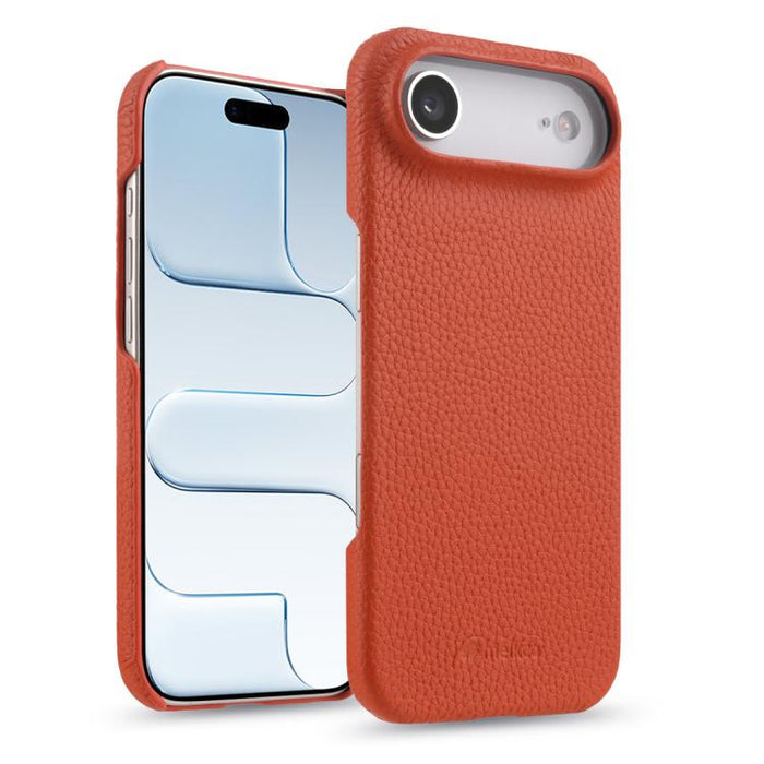 Funda para teléfono de cuero genuino con textura de lichi magnética de media cobertura de melkco, For iPhone 17e / 16e, For iPhone 17 Pro Max, For iPhone 17 Pro, For iPhone 17, For iPhone Air, For iPhone 16 Pro Max, For iPhone 16 Pro, For iPhone 16    ...