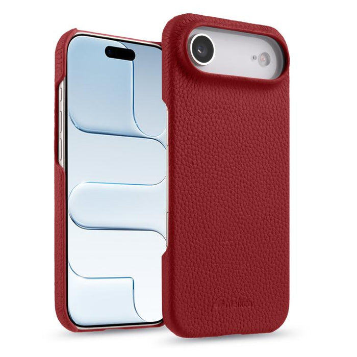 Funda para teléfono de cuero genuino con textura de lichi magnética de media cobertura de melkco, For iPhone 17e / 16e, For iPhone 17 Pro Max, For iPhone 17 Pro, For iPhone 17, For iPhone Air, For iPhone 16 Pro Max, For iPhone 16 Pro, For iPhone 16    ...