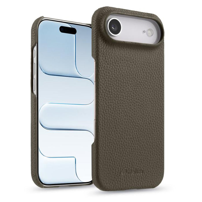 Funda para teléfono de cuero genuino con textura de lichi magnética de media cobertura de melkco, For iPhone 17e / 16e, For iPhone 17 Pro Max, For iPhone 17 Pro, For iPhone 17, For iPhone Air, For iPhone 16 Pro Max, For iPhone 16 Pro, For iPhone 16    ...